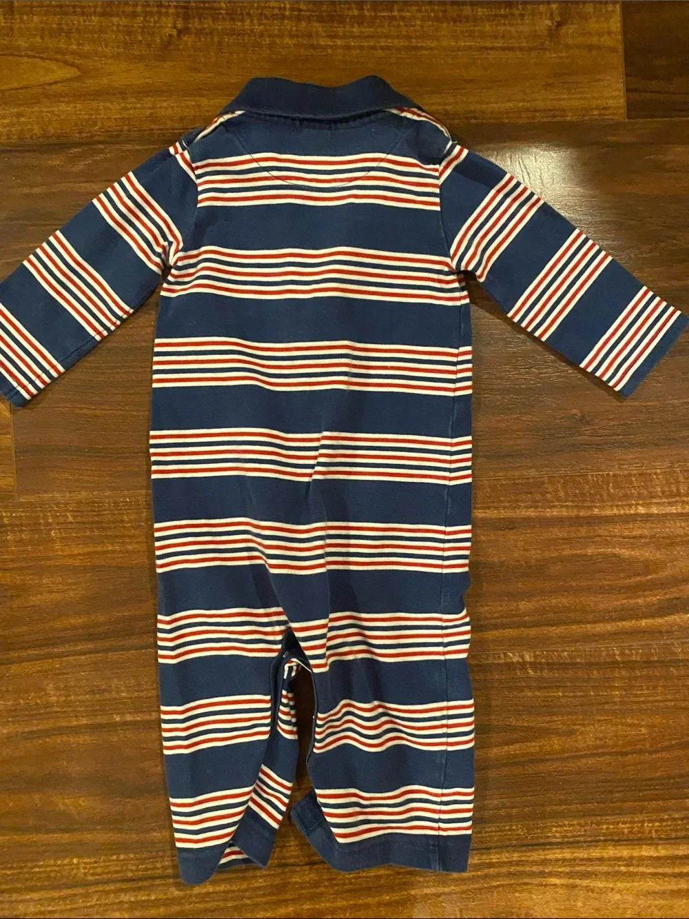 GAP Vintage Navy, Red & White Striped Polo One-Piece Romper 3-6 months